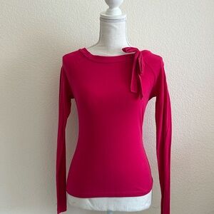 Liz Claiborne Pink Long Sleeve Tie Front Fitted Top